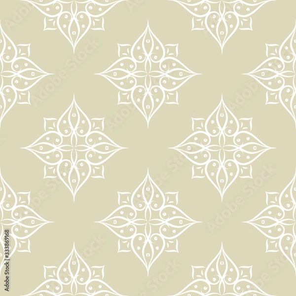 Obraz Floral seamless pattern. White design on olive green background