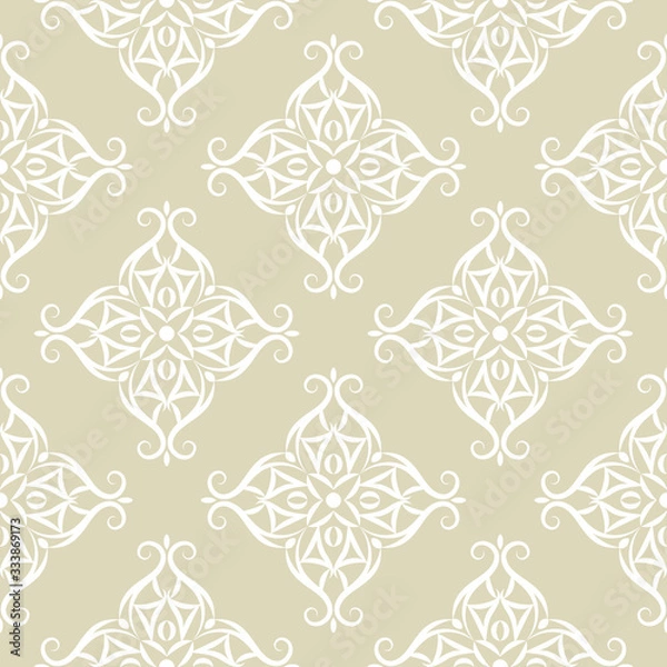 Obraz Floral seamless background. White pattern on olive green seamless backdrop