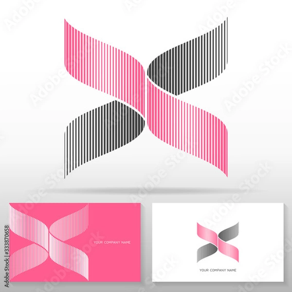 Fototapeta Letter X logo design – Halftone vector emblem. Business card templates. Stock vector illustration.