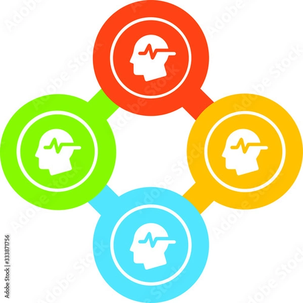 Fototapeta Mental Health Vector Illustration icon for all purpose. Isolated on 4 different backgrounds.