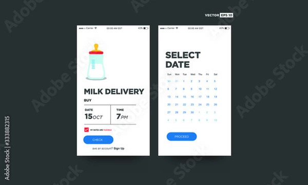 Fototapeta Milk Delivery App Interface Design