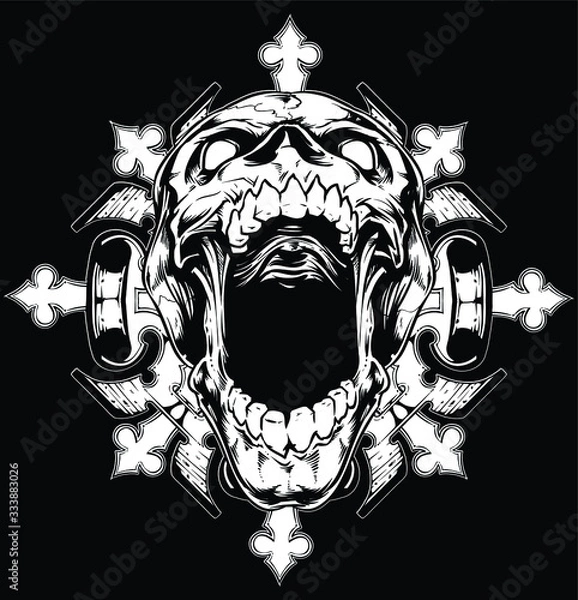 Obraz Fantasy skull screaming illustration .