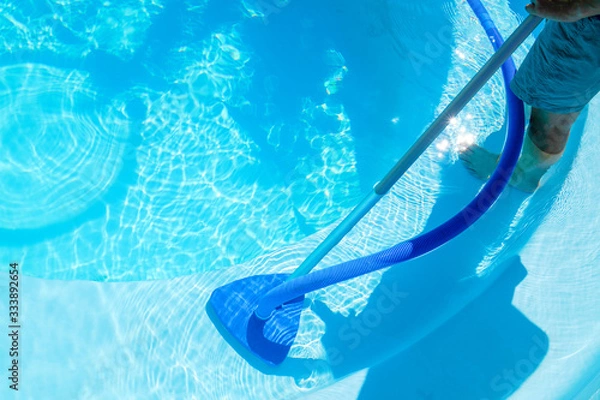 Fototapeta pool cleaning service. pool maintenance tools. high quality shot