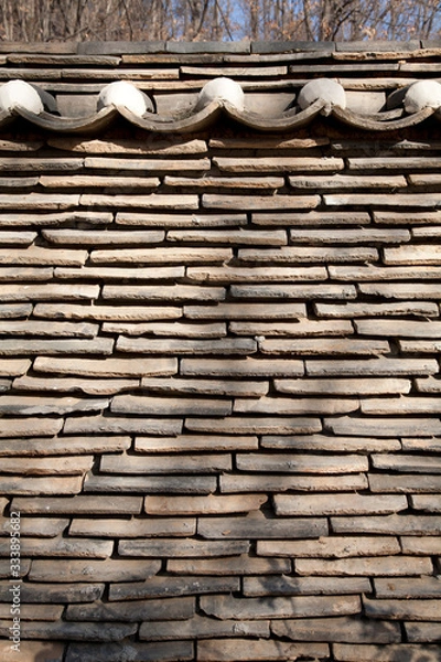 Obraz 한국 전통 방식의 기와로 만든 담