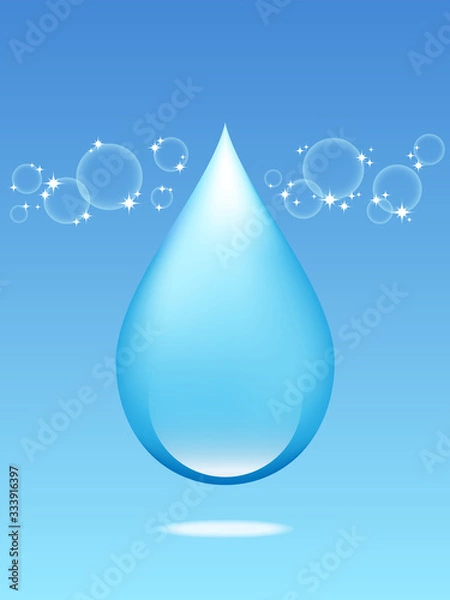 Obraz 水滴　光と透明感　ブルーグラデーション背景