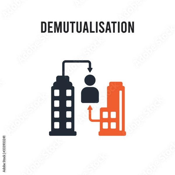 Fototapeta Demutualisation vector icon on white background. Red and black colored Demutualisation icon. Simple element illustration sign symbol EPS