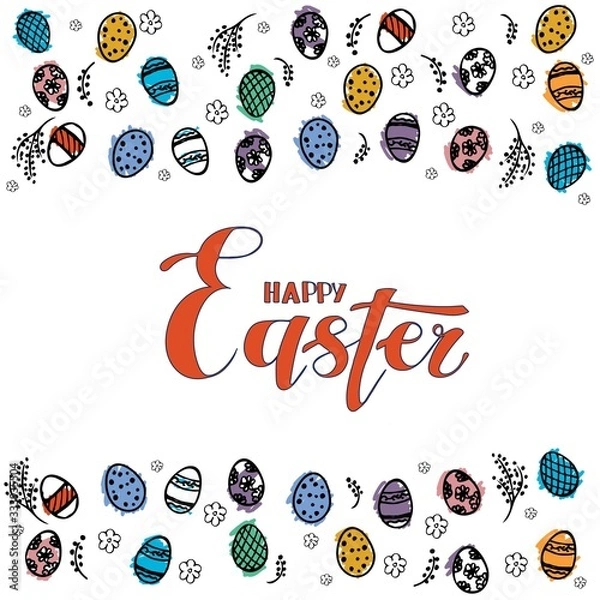 Fototapeta An Easter logo in orange colour with eggs