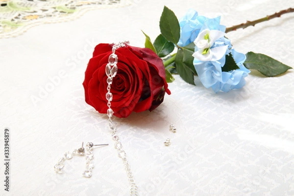 Fototapeta Wedding rings prepared for the wedding