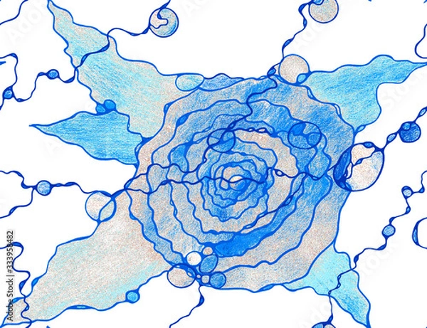 Fototapeta Blue Dreams floral seamless abstract pattern