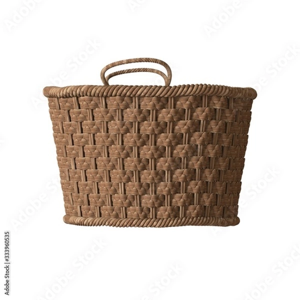 Fototapeta Wicker basket on a white background. Isolate.