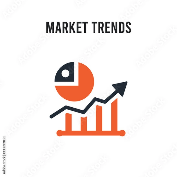 Fototapeta Market trends vector icon on white background. Red and black colored Market trends icon. Simple element illustration sign symbol EPS