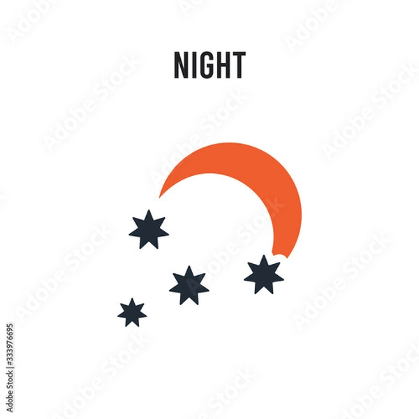 Fototapeta Night vector icon on white background. Red and black colored Night icon. Simple element illustration sign symbol EPS