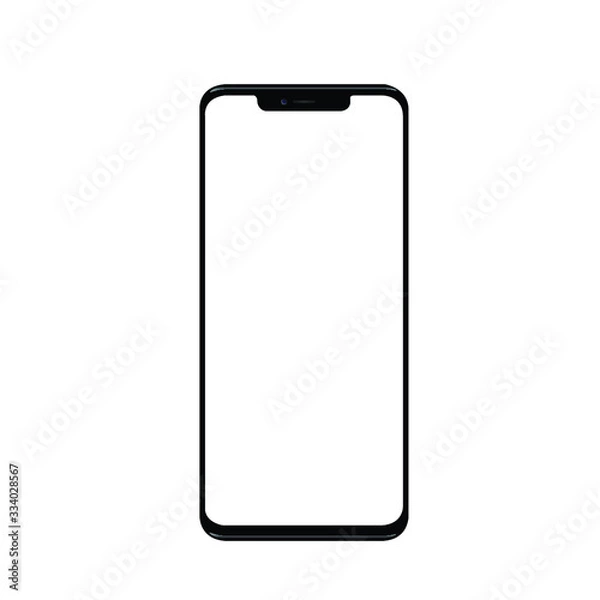 Fototapeta Smartphone with a blank screen lying on a flat surface. High Resolution Vector illustration of responsive web design ,app, template site,The shape of a modern mobile phone Designed New black frameless