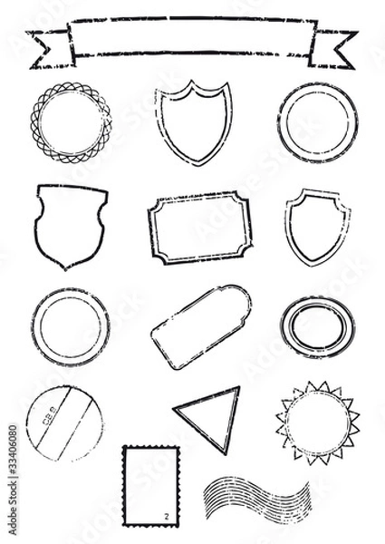 Obraz set di timbri, sigilli e francobolli