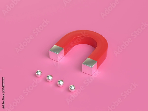 Obraz pink background 3d rendering red magnet