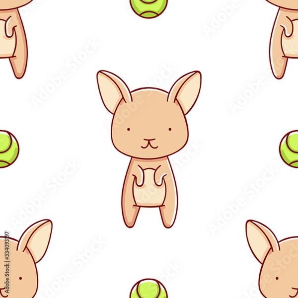 Obraz Simple seamless pattern, cute kawaii hand drawn dog doodles