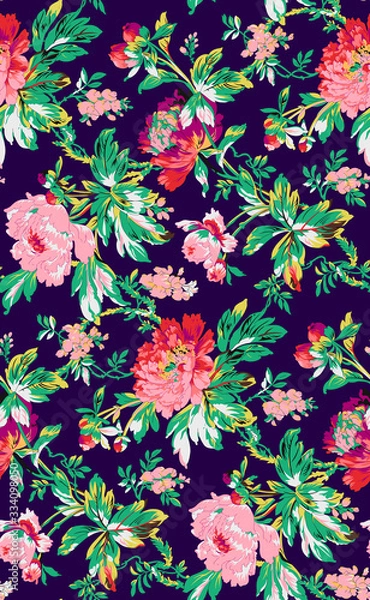 Fototapeta vintage red florel seamless backround pattern for textile print and web