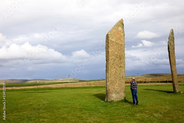 Obraz Stennessl - Orkney (Scotland), UK - August 06, 2018: Standing Stones of Stenness, Neolithic megaliths in the island of Mainland, Orkney, Scotland, Highlands, United Kingdom