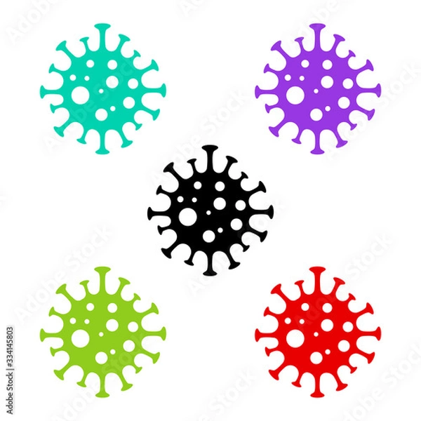 Fototapeta Koronawirus COVID-19 niebezpieczne komórki bakterii pandemia choroby i ogniska grypy ikony wektor EPS 10