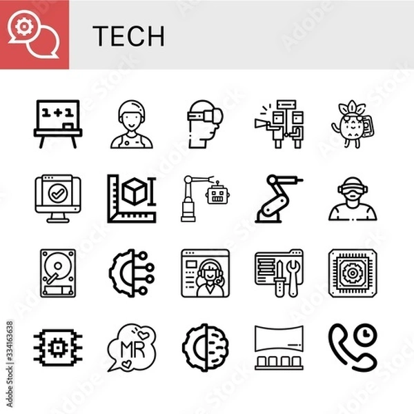 Fototapeta tech simple icons set