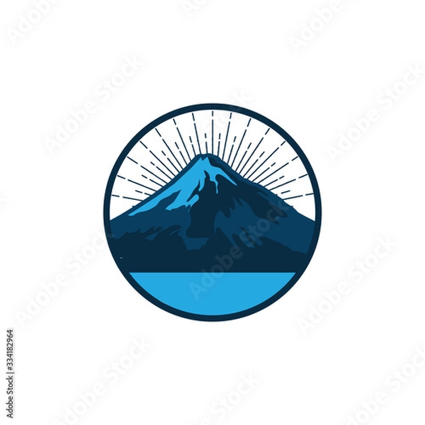Obraz retro circle mountain logo vector illustrations with water wave element