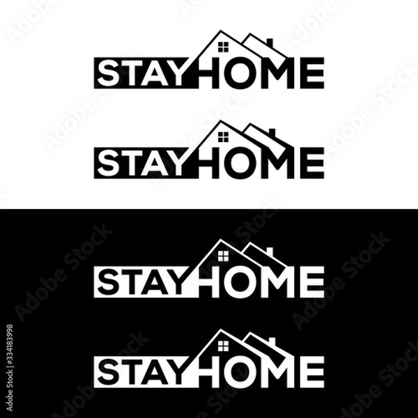 Fototapeta Stay home. Stay safe. Stay Positive. Let's stay home flat vector icon for apps and websites.