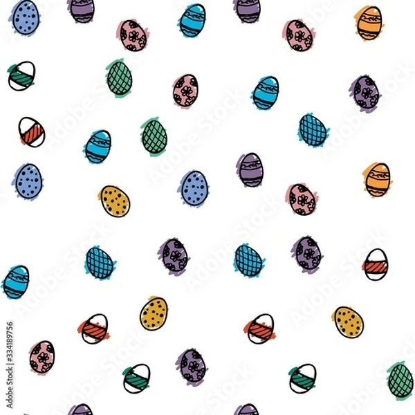 Fototapeta An Easter pattern with coloful hand dran eggs