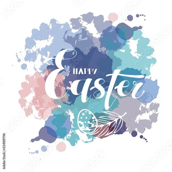 Fototapeta An Easter logo on watercolor spots