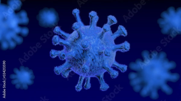 Obraz Corona Virus - Microbiology And Virology Concept -  Microscope virus close up  - 3d Rendering