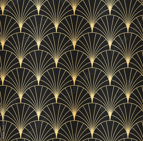 Obraz ART DECO SEAMLESS PATTERN BACKGROUND. LUXURY GOLD AND BLACK DESIGN. 