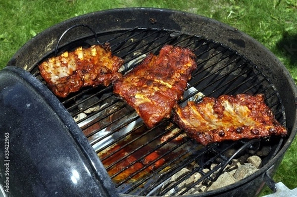 Obraz Spareribs mit Kugelgrill