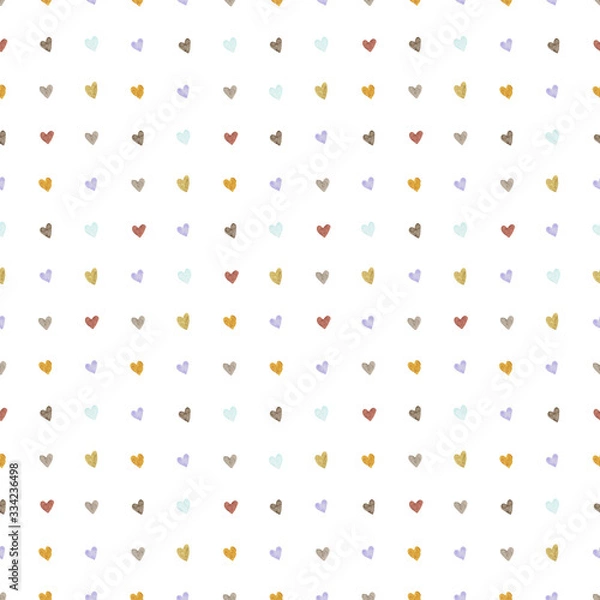 Obraz Seamless pattern with tiny hearts on white background for wrapper, textile, scrapbooking paper
