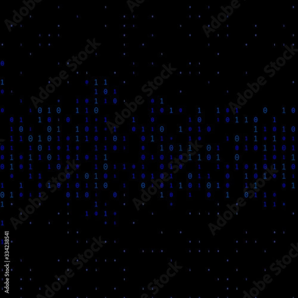Fototapeta Abstract bright blue grid on black background.