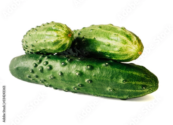 Obraz Image of fresh cucumbers isolated on a white background.
