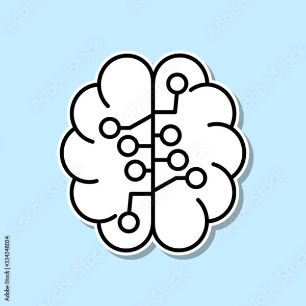 Fototapeta Smart brain artificial intelligence sticker icon. Simple thin line, outline vector of Artifical intelligence icons for ui and ux, website or mobile application