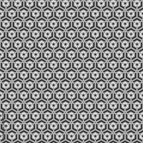 Obraz Abstract seamless hexagons pattern. Modern stylish texture. Small hexagons connected with lines. Repeating geometric tiles with triple elements. Vector monochrome background.