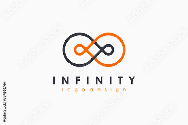 Fototapeta Grey and Orange Line Infinity Logo isolated on White Background. Flat Vector Logo Design Template Element.