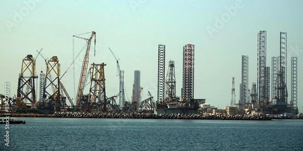 Fototapeta Construction of harbor cranes