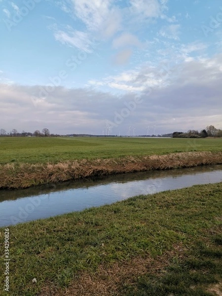 Obraz landscape with river and blue sky