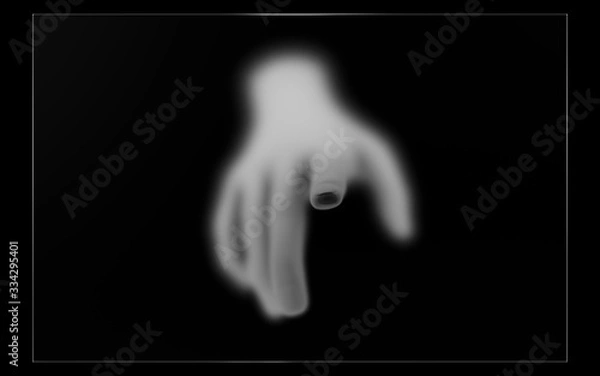 Fototapeta Renderowanie 3D niewyraźne ręce dotykając ekranu.