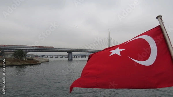 Obraz Turkish flago at Istanbul river