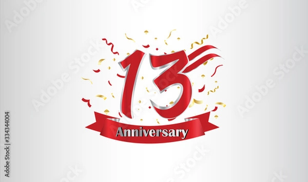Fototapeta Anniversary celebration background. with the 13th number in gold and with the words golden anniversary celebration.