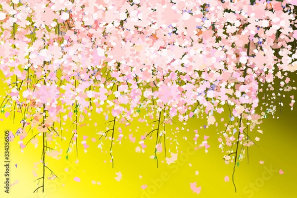 Obraz 桜金屏風　cherry blossom flour art