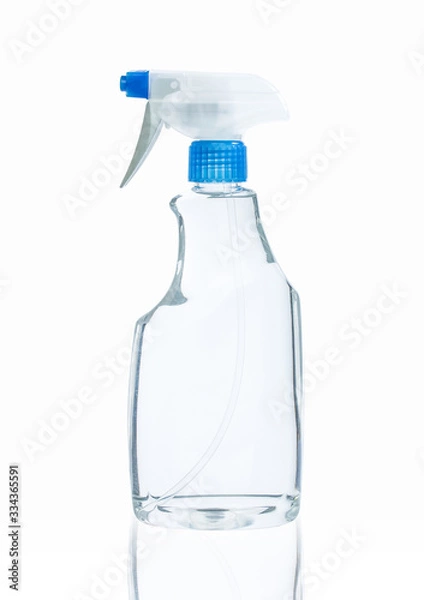 Fototapeta sanitizer clean solution in spray bottle protect virus bacteria covid-19 contamination onwhite background clipping path