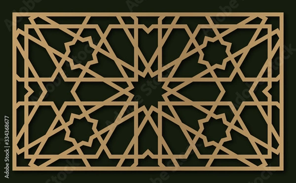 Obraz Template for laser cutting. Decorative panel with oriental geometric pattern.