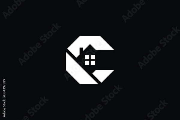 Fototapeta Logo design of C in vector for construction, home, real estate, building, property. Minimal awesome trendy professional logo design template on black background.