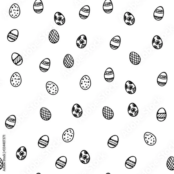 Fototapeta An Easter pattern made of hand drawn eggs