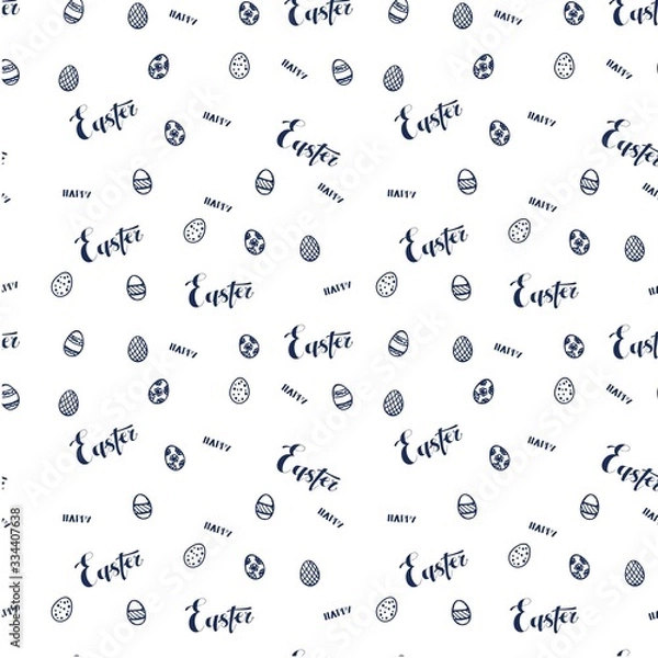 Fototapeta An Easter pattern made of handdrawn easter eggs