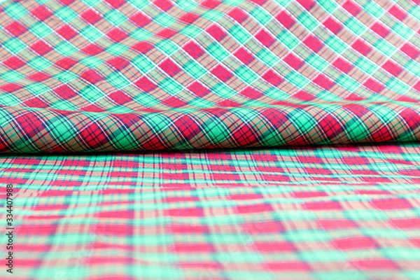 Obraz Green and red tartan or plaid background for fashion design. Tartan or plaid pattern. Tartan or plaid background, Tartan or plaid fabric texture.