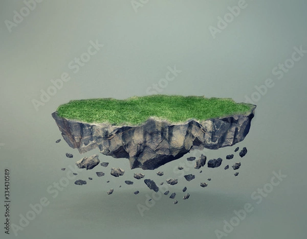 Fototapeta Floating Rock Platform with grass